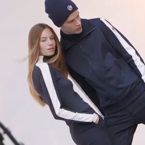 Fusalp Women’s 1/4 Zip Ski Base Layer Top Small Navy White Racing Stripe 2017